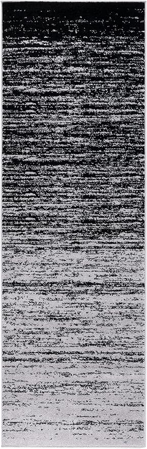 SAFAVIEH Adirondack Collection Runner Rug - 2'6" x 14', Silver & Black, Modern Ombre Design, Non Shedding & Easy to Clean, Ideal for Hallway, Foyer, Kitchen, Entryway, Bedroom (ADR113A)