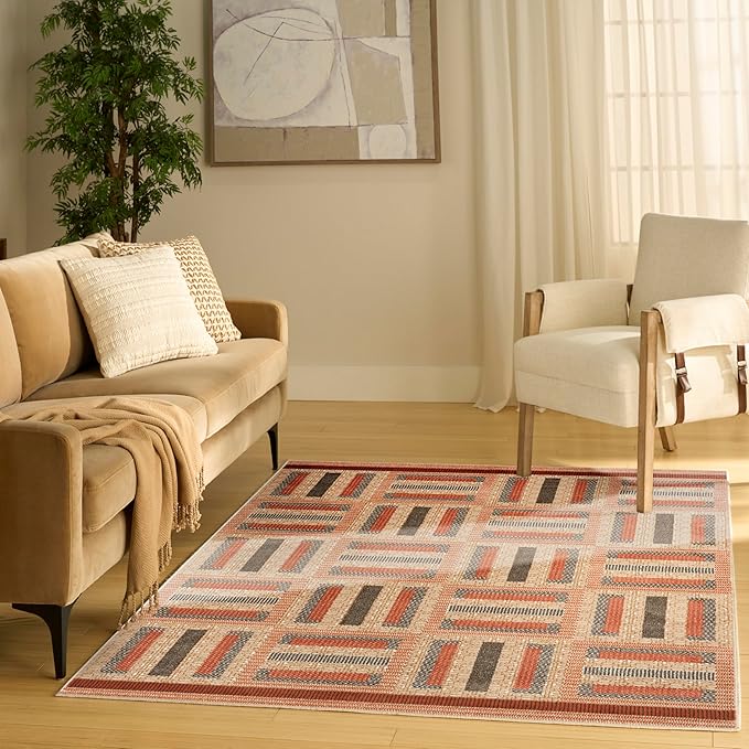 Nourison Home Nordic Multicolor 5' x 7' Area Rug - Easy Clean, Non Shedding, Bed Room, Living Room, Dining Room, Kitchen (5' x 7')