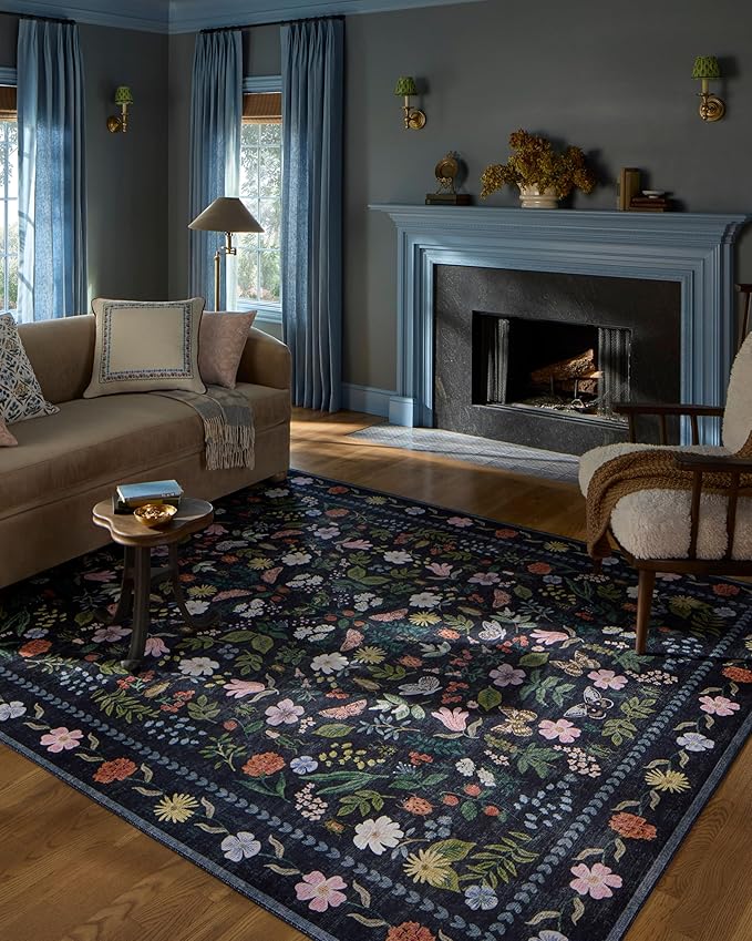 Loloi Rifle Paper Co. Canopy Collection CNP-04 Black 2'-0" x 3'-0" Accent Rug