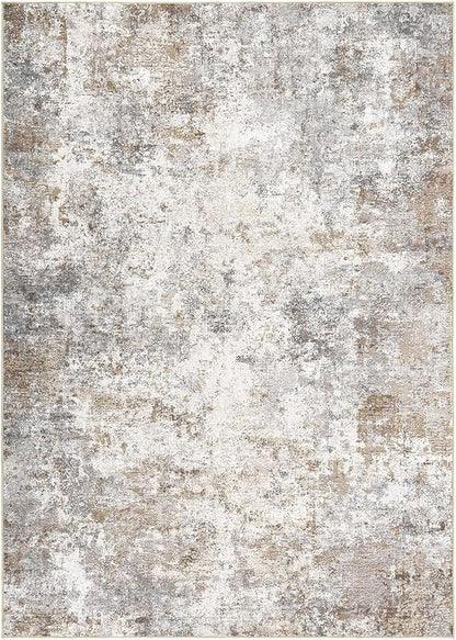 10x12 Area Rug Living Room Rugs - Washable Neutral Modern Abstract Soft Thin Large Rug Indoor Floor No Slip Rug Carpet for Bedroom Under Dining Table Home Office Decor - Brown Grey