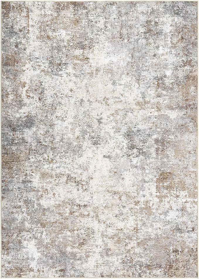 8x10 Area Rug Living Room Rugs - Washable Neutral Modern Abstract Soft Thin Large Rug Indoor Floor No Slip Rug Carpet for Bedroom Under Dining Table Home Office Decor - Brown Grey