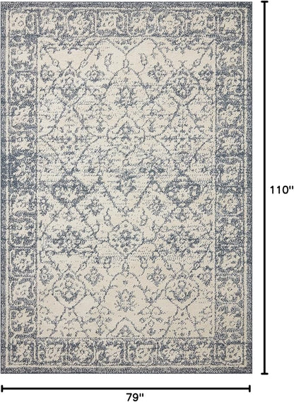 Loloi Magnolia Home by Joanna Gaines Gigi Collection GIG-02 Ivory/Blue 6'-7" x 9'-2" Area Rug