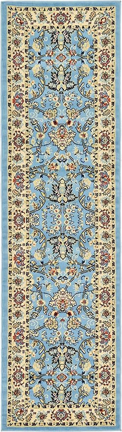 Unique Loom Sialk Hill Collection Area Rug - Washington (2' 7" x 10' Runner Light Blue/Navy Blue)
