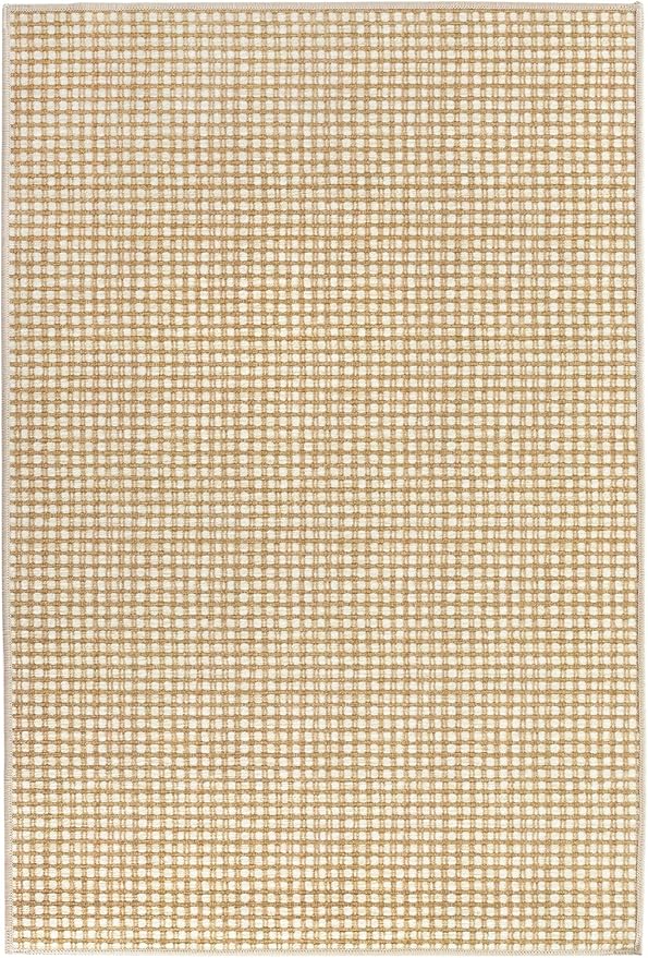 Dash & Albert Hartley Natural Machine Washable Rug, 4 X 6 Feet, Natural Plaid Pattern