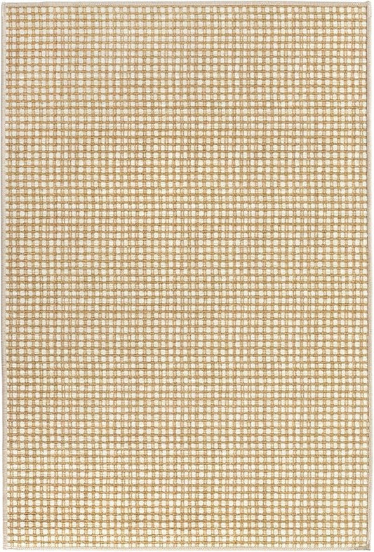 Dash & Albert Hartley Natural Machine Washable Rug, 4 X 6 Feet, Natural Plaid Pattern