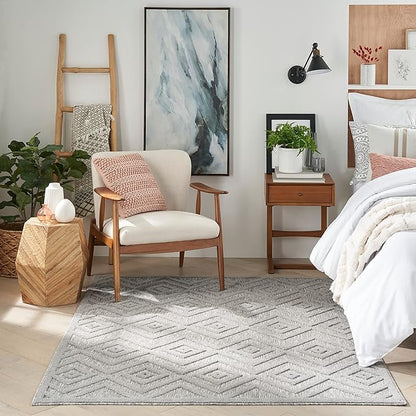 Nourison Home Versatile Silver Grey 4' x 6' Area Rug - Easy Clean, Non Shedding, Bed Room, Living Room, Dining Room, Kitchen (4' x 6')