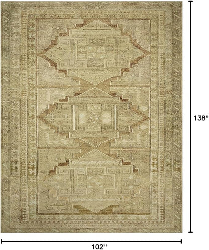 Loloi Magnolia Home by Joanna Gaines Sinclair Collection SIN-02 Khaki/Tobacco 8'-6" x 11'-6", .25" Pile Height, Machine Washable, Area Rug
