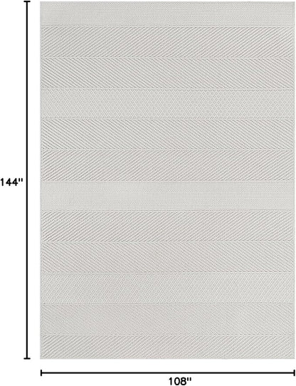 Beverly Rug Micro Loop Large Area Rug White 9x12 Modern Luxury Boho Geometric Durable Indoor Area Rugs for Living Dining Room Office Stain Resistant Non Shedding Casual Indoor Carpet White 9 x 12