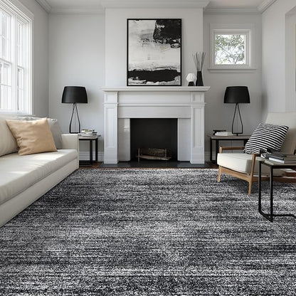 Black Rug for Bedroom Living Room,Bohemian Abstract 6x9 Area Rugs for Dining Room Under Table