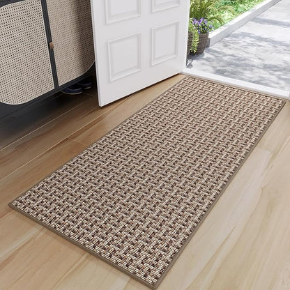 Indoor Door Mat 24"x72",Door Mat Indoor Entrance Dirt Resistant and Absorbent Non-Slip Rubber Backing Front Door Mats Washable Low-Profile Mats for Entryway, Inside Entrance Easy Clean Brown