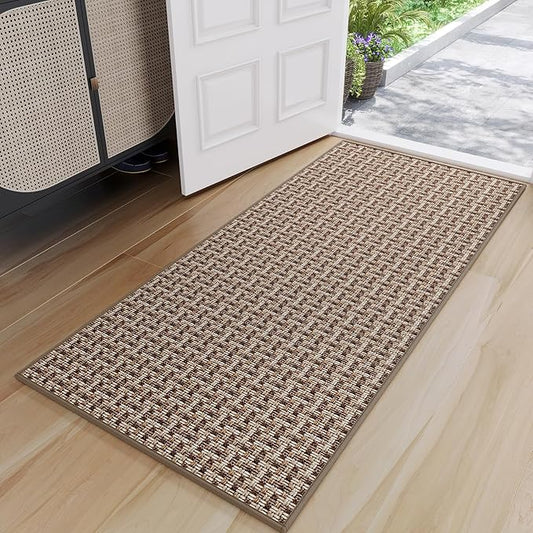Indoor Door Mat 24"x72",Door Mat Indoor Entrance Dirt Resistant and Absorbent Non-Slip Rubber Backing Front Door Mats Washable Low-Profile Mats for Entryway, Inside Entrance Easy Clean Brown
