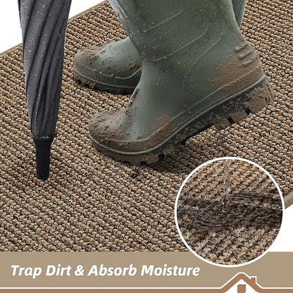BEQHAUSE Dirt Trapper Door Mat 20" x 32", Non-Slip Washable Doormats Entrance Mat, Dirt Resistant and Absorbent Welcome Mat, Low Profile Floor Mats for Front Back Door and Entryway, Beige