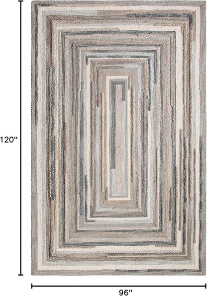 Company C Concentric Squares Wool Area Rug 8' X 10' Gray Striped