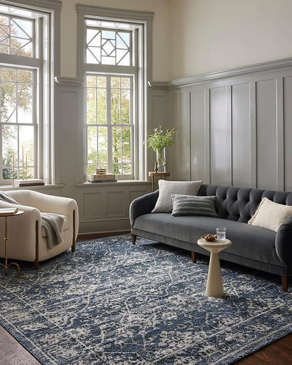 Loloi Magnolia Home by Joanna Gaines Gigi Collection GIG-02 Navy/Stone 9'-2" x 13' Area Rug