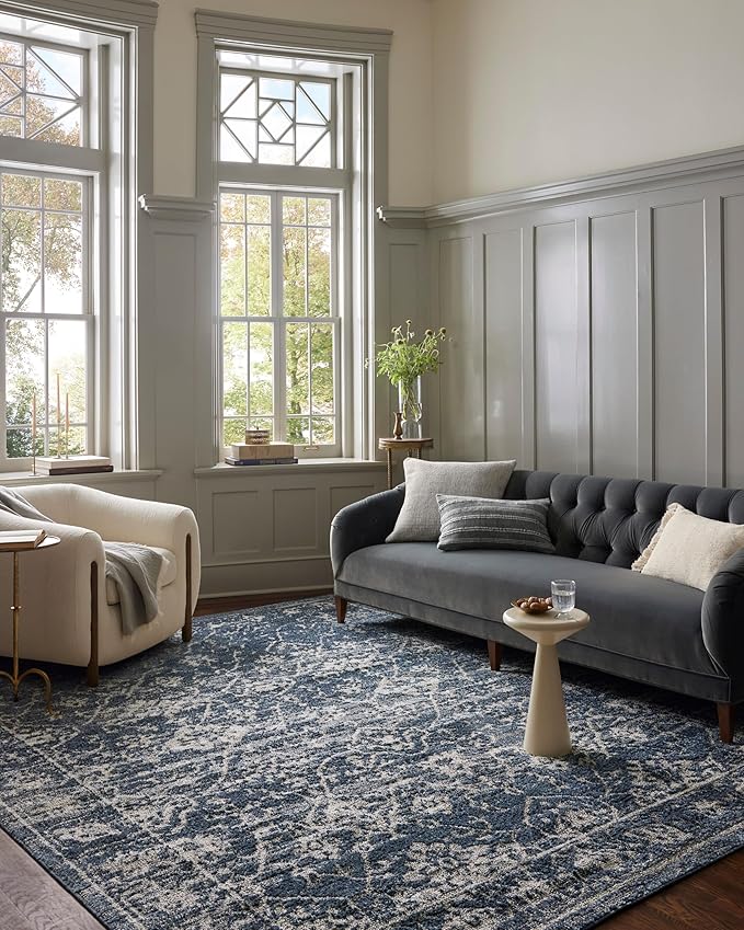 Loloi Magnolia Home by Joanna Gaines Gigi Collection GIG-02 Navy/Stone 7'-10" x 10' Area Rug