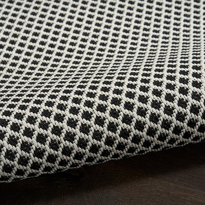 Nourison Home Courtyard Black White 8' x 10' Area Rug - Easy Clean, Non Shedding, Bed Room, Living Room, Dining Room, Kitchen (8' x 10')