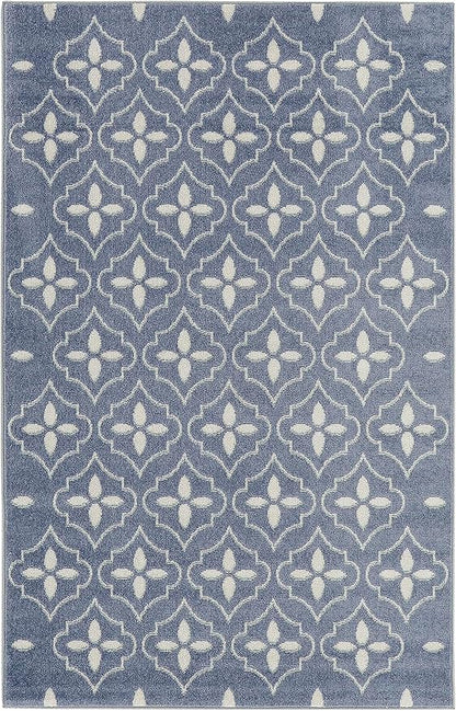 Nourison Home Nourison Essentials Blue Ivory 4' x 6' Area Rug - Easy Clean, Non Shedding, Bed Room, Living Room, Dining Room, Kitchen (4' x 6')