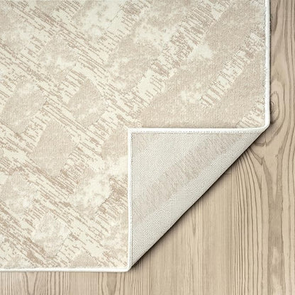 Abani Terra Cream Area Rug for Living Room, Bedroom - Rustic Modern Pattern - 5' x 8' - Durable & Easy to Clean