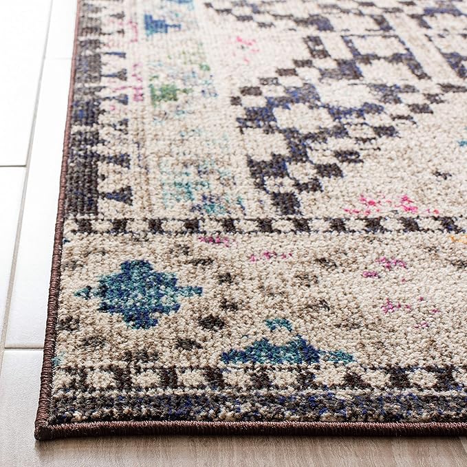SAFAVIEH Madison Collection Runner Rug - 2'2" x 6', Black & Yellow, Boho Diamond Distressed Design, Non-Shedding & Easy Care, Ideal for High Traffic Areas in Living Room, Bedroom (MAD418Z)