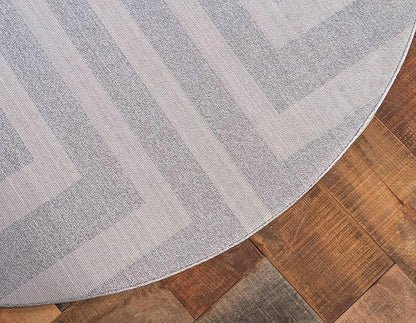 Unique Loom Athens Collection Classic Geometric Modern Border Design Area Rug (8' 0 x 8' 0 Round, Gray/ Beige)