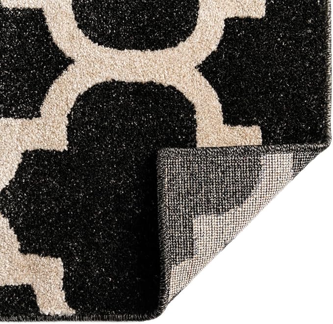 Rugs.com Lattice Collection Rug – 7' x 10' Black Medium Rug Perfect for Bedrooms, Dining Rooms, Living Rooms