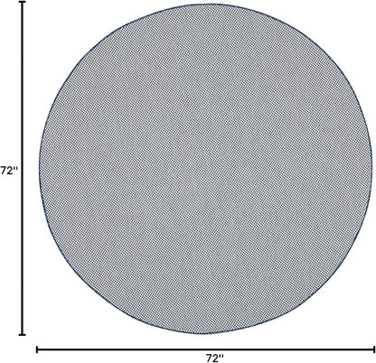 Nourison Home Courtyard Ivory Blue 6' x Round Area Rug - Easy Clean, Non Shedding, Bed Room, Living Room, Dining Room, Kitchen (6' x Round)