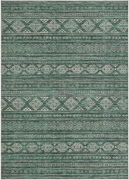 Nakagishi 7x9 Area Rugs Living Room: Washable Boho Large Neutral Soft Farmhouse Rug Stain Resistant Modern Indoor Floor Non-Slip Carpet for Bedroom Nursery Kids Playroom Office Dining Room Dorm- Green