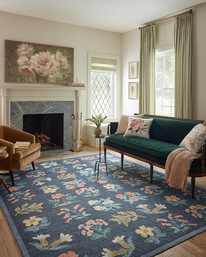 Loloi Rifle Paper Co. Rosa Collection RSA-03 Navy 8'-4" x 11'-6" Area Rug