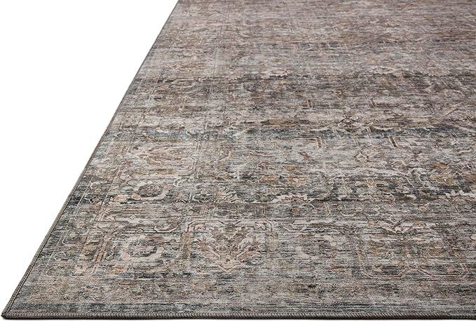 Loloi Amber Lewis Josie Collection JOS-05 Dove/Gold 3'-6" x 5'-6", .13" Pile Height, Low Profile, Machine Washable, Accent Rug
