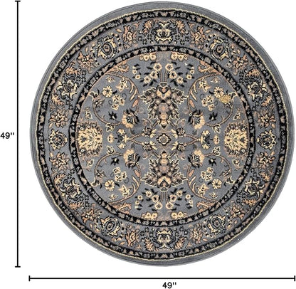 Unique Loom Sialk Hill Collection Area Rug - Washington (4' 1" Round Gray/Black)
