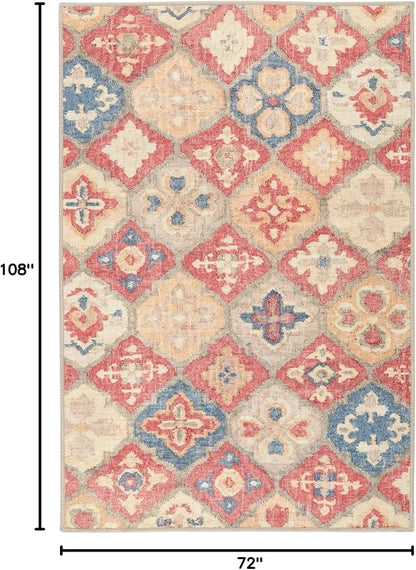 Dash and Albert Pali Machine Washable Area Rug - 6' x 9' Multicolor - Geometric Accent Rug - Anti-Slip Backing, Lightweight, Machine Washable, High Traffic Areas Kitchen, Mudroom, Laundry Room