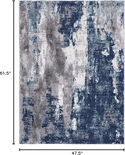 LUXE WEAVERS Euston Collection D.Blue-L.Blue 4x5 Modern Abstract Area Rug