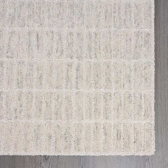 Hand-Tufted 100% Wool Area Rug – Unique Modern Geometric Grid Pattern, Soft Plush Textured Carpet for Living Room, Bedroom, Dining Room & Entryway (Grey, 4' x 6')