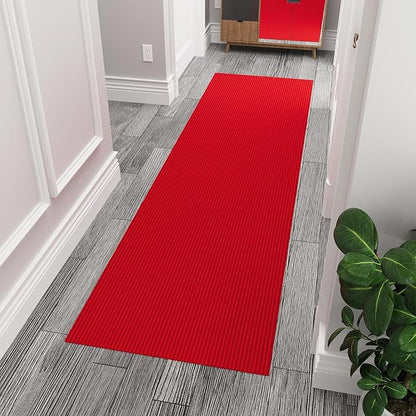 Ottomanson 2' x 10' Hallway Runner with Scraper Pile - Extra Durable Non-Slip Rug Mat for Indoor & Outdoor Use - Ideal for Kitchen, Entryway, Patio & Garage - High-Traffic Carpet, Red