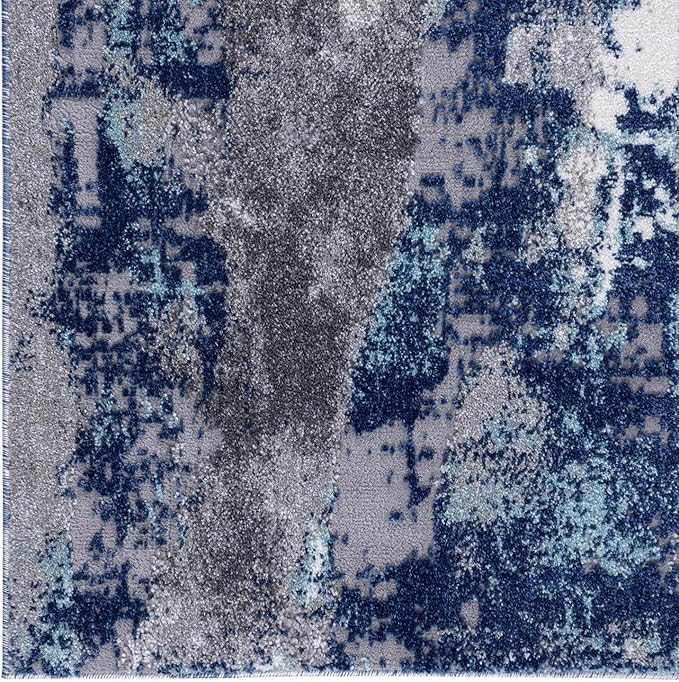 LUXE WEAVERS Euston Collection D.Blue-L.Blue 2x7 Modern Abstract Area Rug