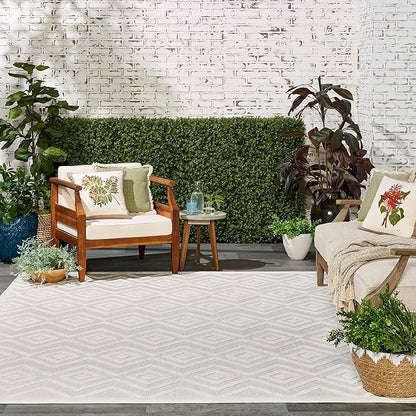 Nourison Home Versatile Ivory White 10' x 14' Area Rug - Easy Clean, Non Shedding, Bed Room, Living Room, Dining Room, Kitchen (10' x 14')