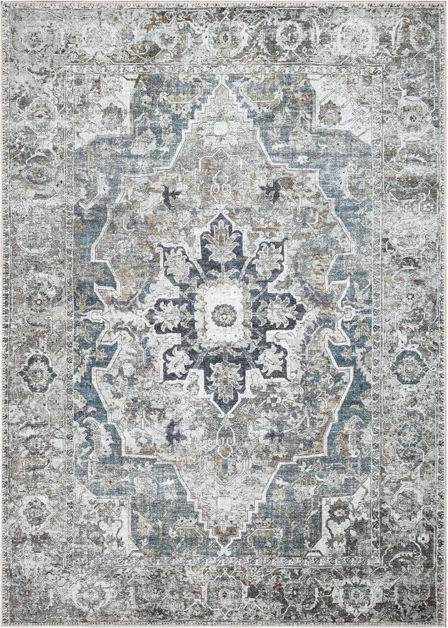 Keen Home Design 9x12 Rug - Machine Washable Area Rug with Non-Slip Backing, Ideal for Living Room, Dining Room, Bedroom - Vintage, Easy Clean, Durable, Low Pile - (9' x 12')