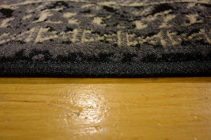 Unique Loom Taftan Collection Border Geometric Tribal Inspired Design Area Rug (2' 11 x 16' 5 Runner, Black/ Gray)