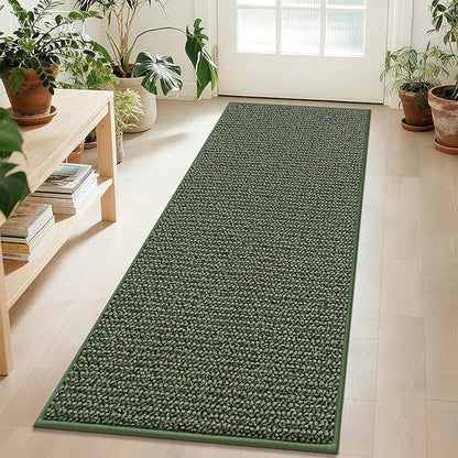 BEQHAUSE Hallway Runner Rugs 2x6, Hallway Rug Non-Slip Washable(Rolled-Up NO Creases), Runner Rug Absorbent Stain Resistant Hall Rug Carpet Runner, Entryway Rugs Floor Mat Laundry Room Rugs, Green