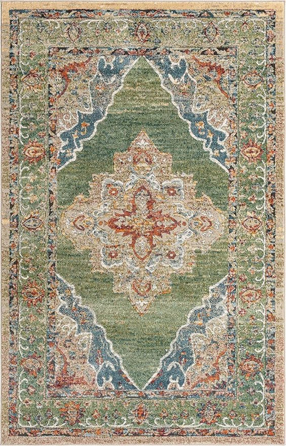 Unique Loom Isabella Collection Area Rug - Rossellini (5' 1" x 8' Rectangle, Green/ Blue)
