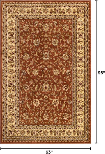 Unique Loom Voyage Collection Traditional Oriental Classic Intricate Design Area Rug (5' 0 x 8' 0 Rectangular, Terracotta/Ivory)
