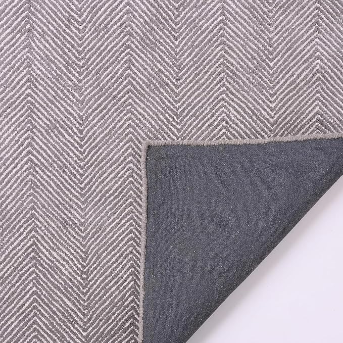 Modern Herringbone Chevron Collection Handcrafted Wool Area Rug - Durable, Zigzag Pattern, for High Traffic, Contemporary Design for Living Room, Bedroom, Dining Room Decor (Smoke Grey, 2.6' x 8')