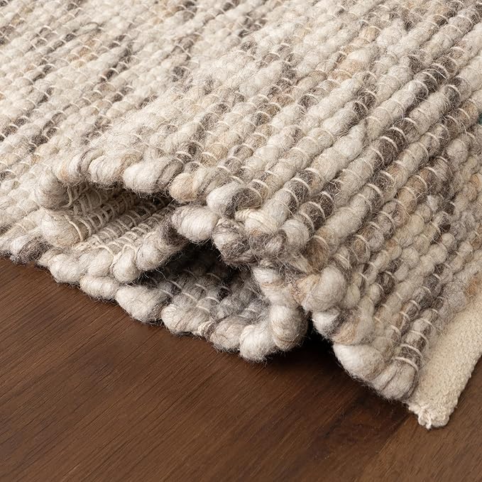 Rugs USA Marilyn Charcoal/Ivory, 4' x 6', Hand Woven, Marled, Wool, Soft and Cozy, High Traffic, Stain Resistant, Easy Clean, Durable Area Rug for Bedroom, Living Room, Dining, Den, Foyer