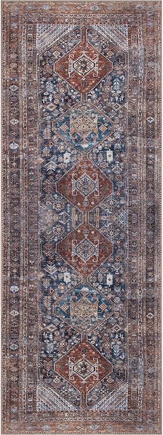 Keen Home Design 2x10 Rug - Machine Washable Runner Rug with Non-Slip Backing, Ideal for Hallway, Entryway, Kitchen, Laundry Room - Vintage, Easy Clean, Durable, Low Pile - (2'6" x 10')