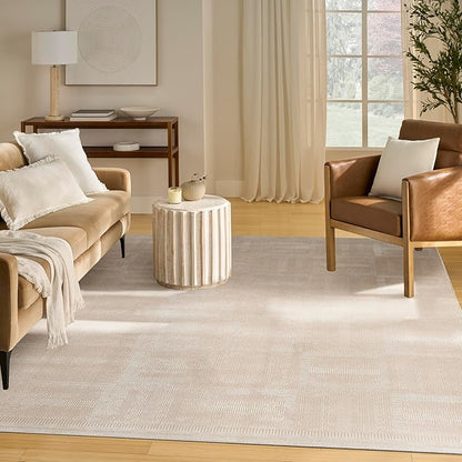Nourison Nordic Taupe 8' x 10' Scandinavian Area Rug - Easy Cleaning, Non Shedding, Bed Room, Living Room, Dining Room, Kitchen (8' x 10')