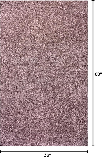 Eyely UES100R-3 Supersoft Haze Solid Low-Pile Indoor Area Rug Casual;Contemporary;Solid;Traditional, Bedroom, Kitchen, Living Room, Easy-Cleaning, Non-Shedding, 3 X 5, Light Purple