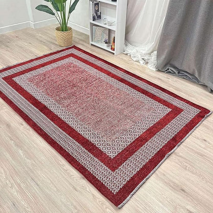 Alfa Rich 7x10 Red Burgundy Washable Area Rugs for Living Room Bedroom Kitchen Dining Cotton Rug