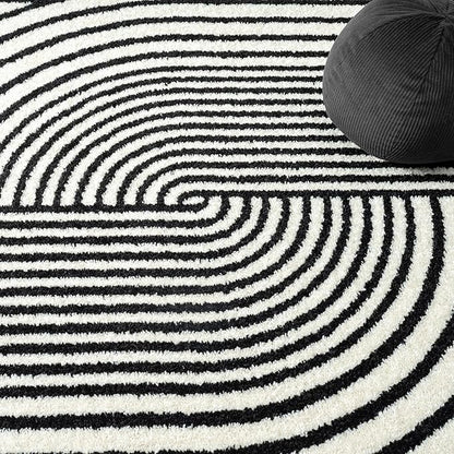 Abani Nuevo Collection Area Rug - Mid-Century Black & Ivory Arch Knot Design - 5' x 8' - for Living Room, Bedroom & Office