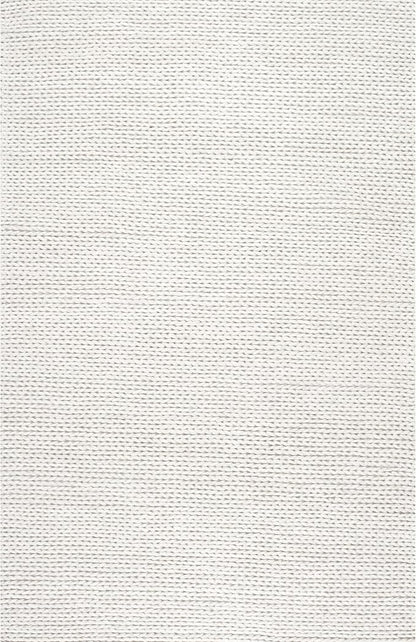 Nuloom Penelope Off-White/Ivory, 10' Square, Hand-Braided, Wool & Cotton, Soft and Textured, High Traffic, Stain Resistant, Easy Clean, Durable Area Rug for Bedroom, Living Room, Dining, Entryway