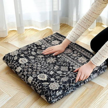 Washable Rug 9x12,Boho Vintage Oriental Washable Rugs,Collapsible Area Rug for Bedroom, Entryway, Kitchen, Bathroom